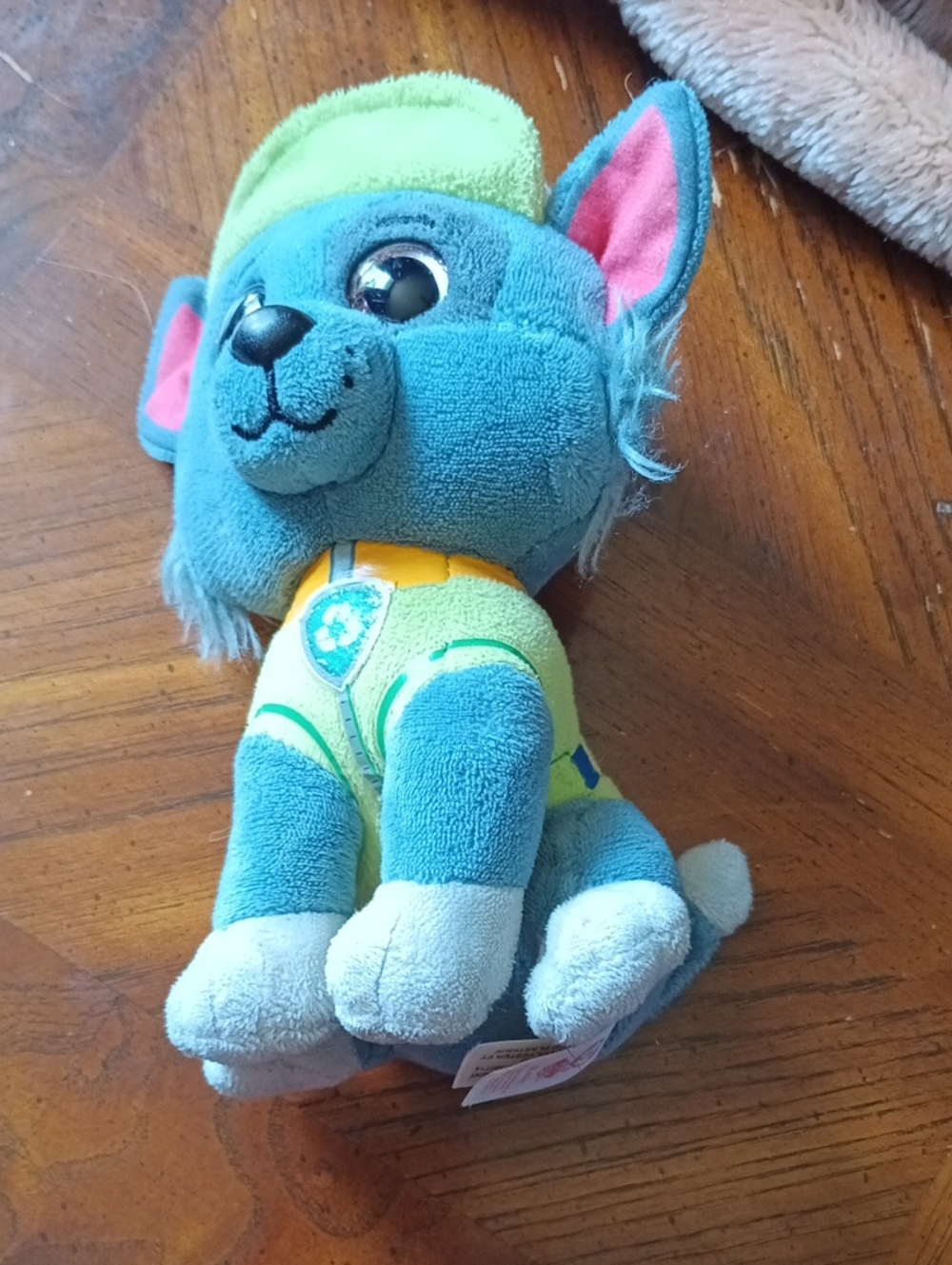 Ty Blue and Lime Plush Puppy with Pink Ear Accents